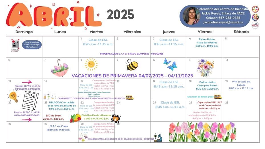 FACE April Calendar